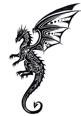 Black Tribal Dragon Tattoo Sample