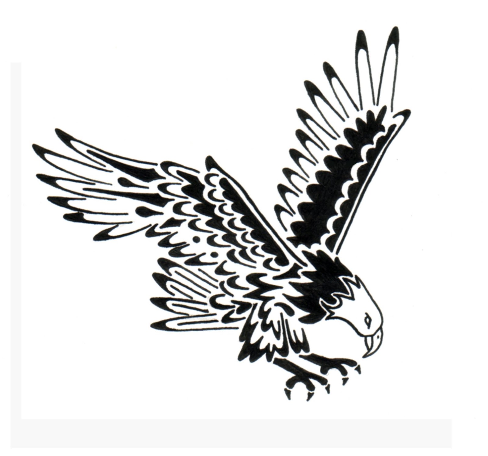 Black Tribal Flying Eagle Tattoo Design