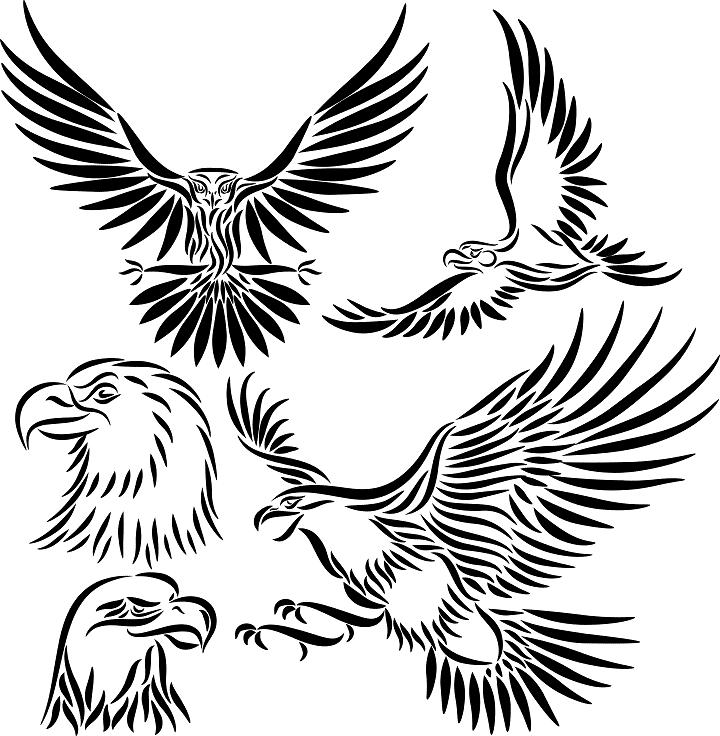Black Tribal Flying Eagles Tattoo Designs
