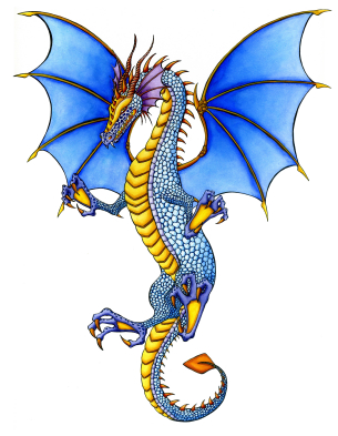 Blue Ink Dragon Tattoo Design Sample