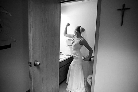 Body Builder Wife Funny Marriage Photo