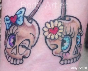 Bow Skull Cherry Tattoo