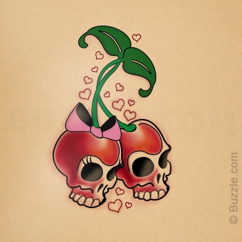 Cherry Skull Tattoos Design