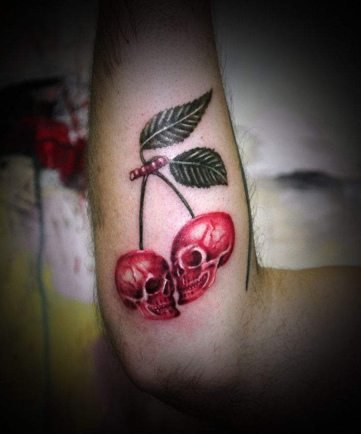 Cherry Skull Tattoos On Arm