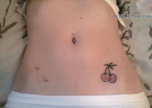 Cherry Tattoos On Girl Left Hip