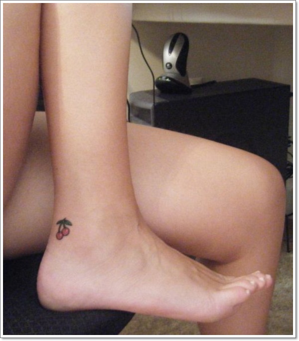 Cherry Tattoos on Right Ankle