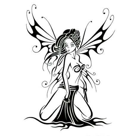 Classic Black Fairy Tattoo Stencil