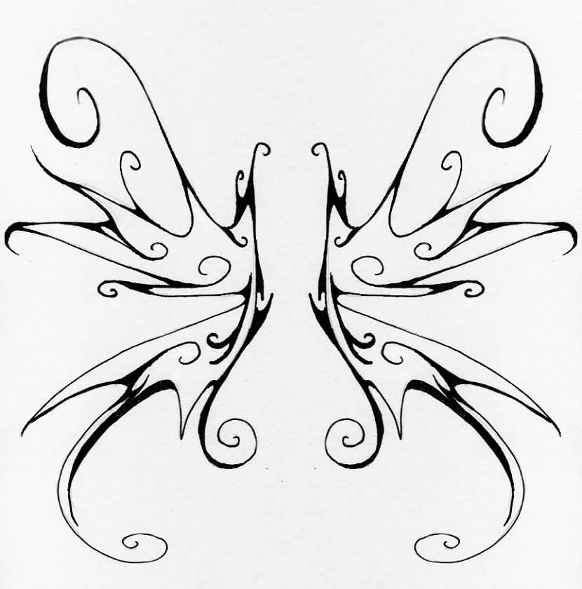 Classic Black Fairy Wings Tattoo Design By Janexas