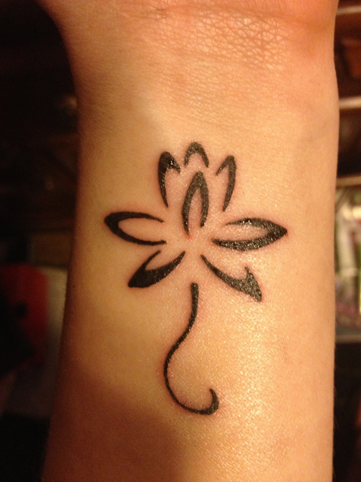 Classic Black Lotus Flower Tattoo Design For Wrist