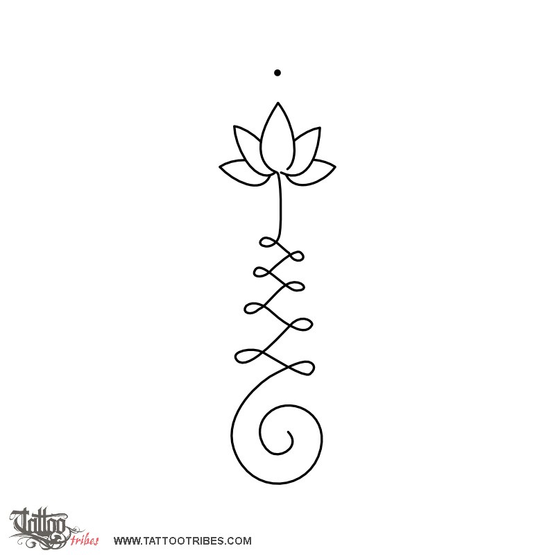 Classic Black Outline Lotus Tattoo Stencil