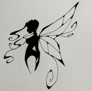 Classic Black Tribal Fairy Tattoo Design