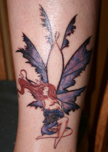 Classic Fairy Tattoo Design For Leg
