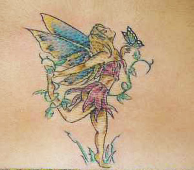Classic Fairy With Butterfly Tattoo Design