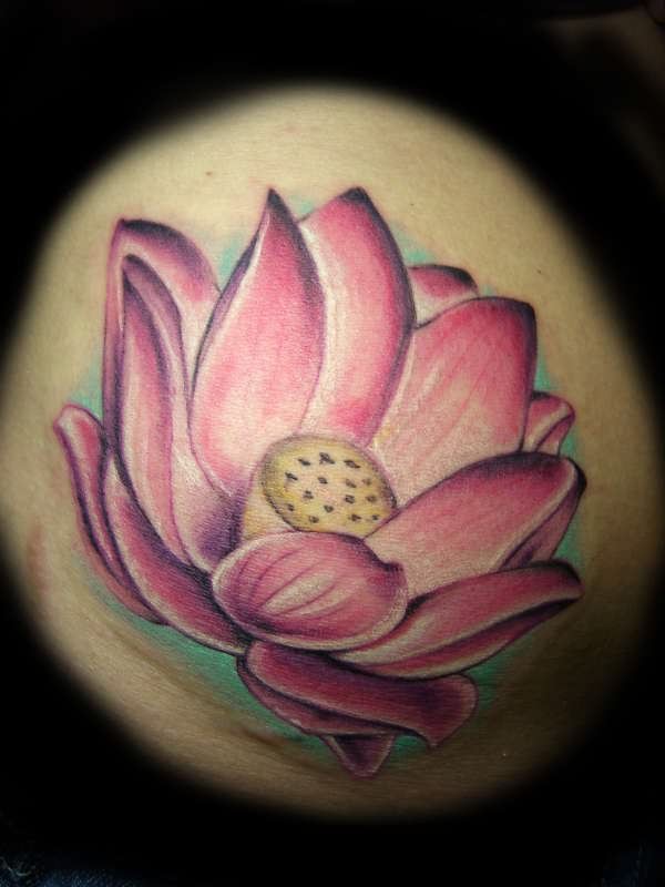 Classic Pink Ink Lotus Flower Tattoo Design