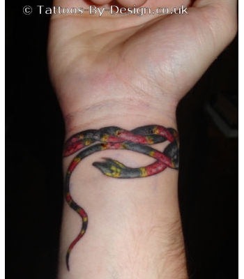Classic Rattlesnake Tattoo On Right Wrist