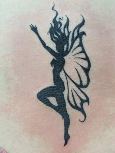 Classic Silhouette Fairy Tattoo Design