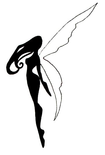 Classic Silhouette Fairy Tattoo Stencil