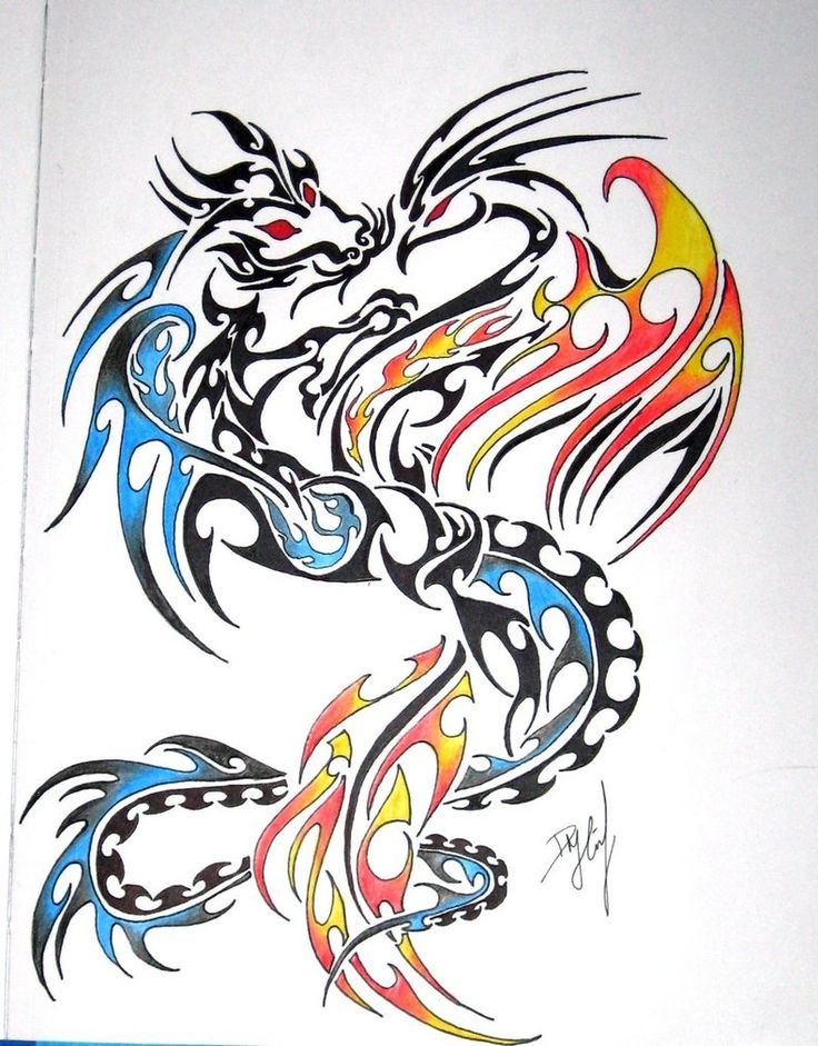 Colored Dragon Tattoo Design Sample