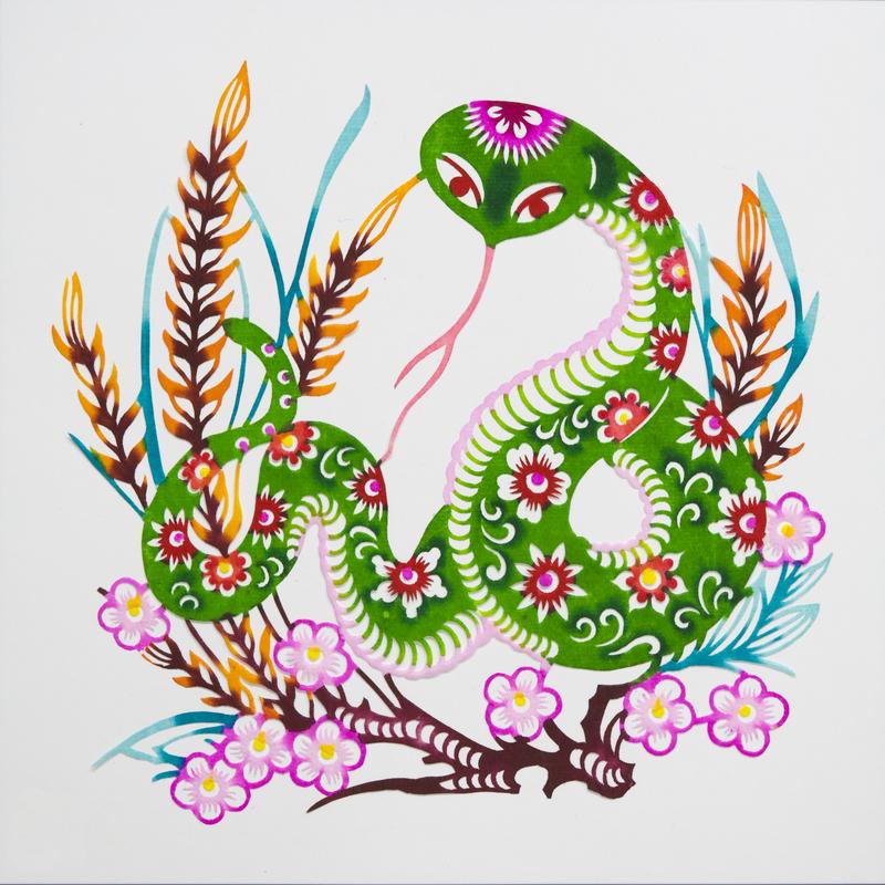 Colorful Chinese Snake Tattoo Design