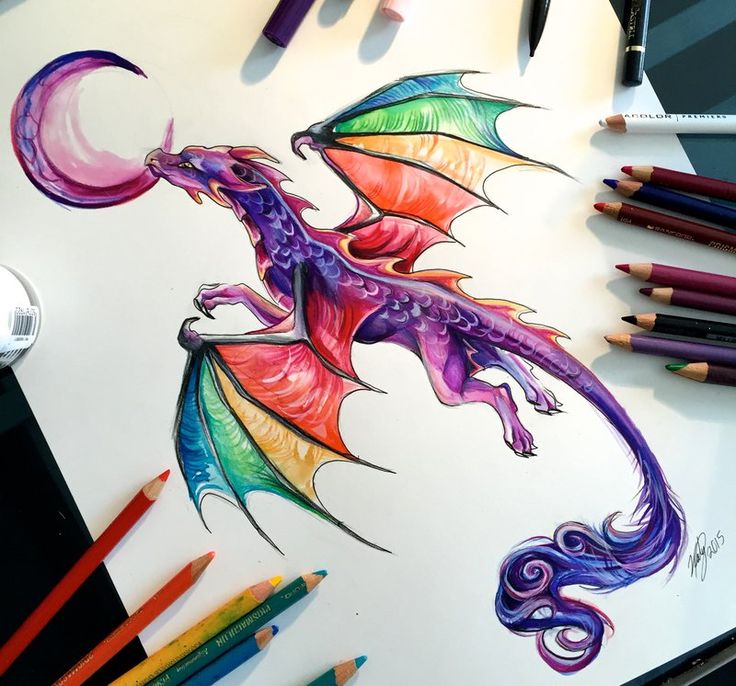 Colorful Dragon Tattoo Drawing