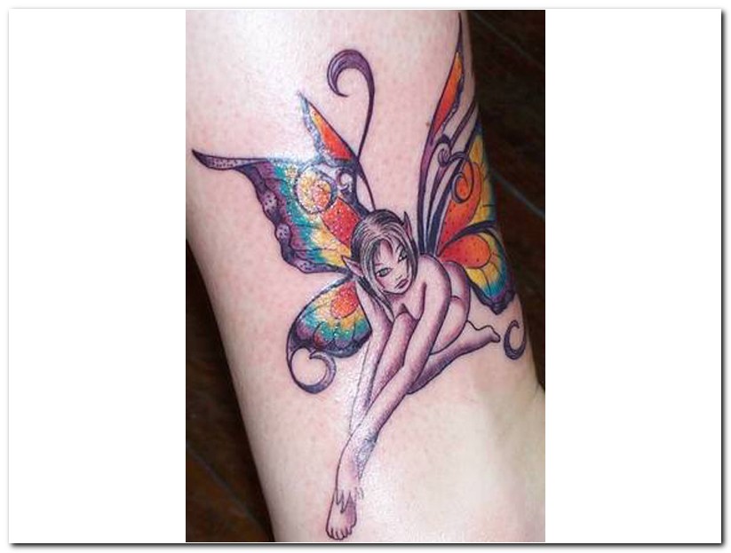 Colorful Fairy Tattoo Design For Sleeve