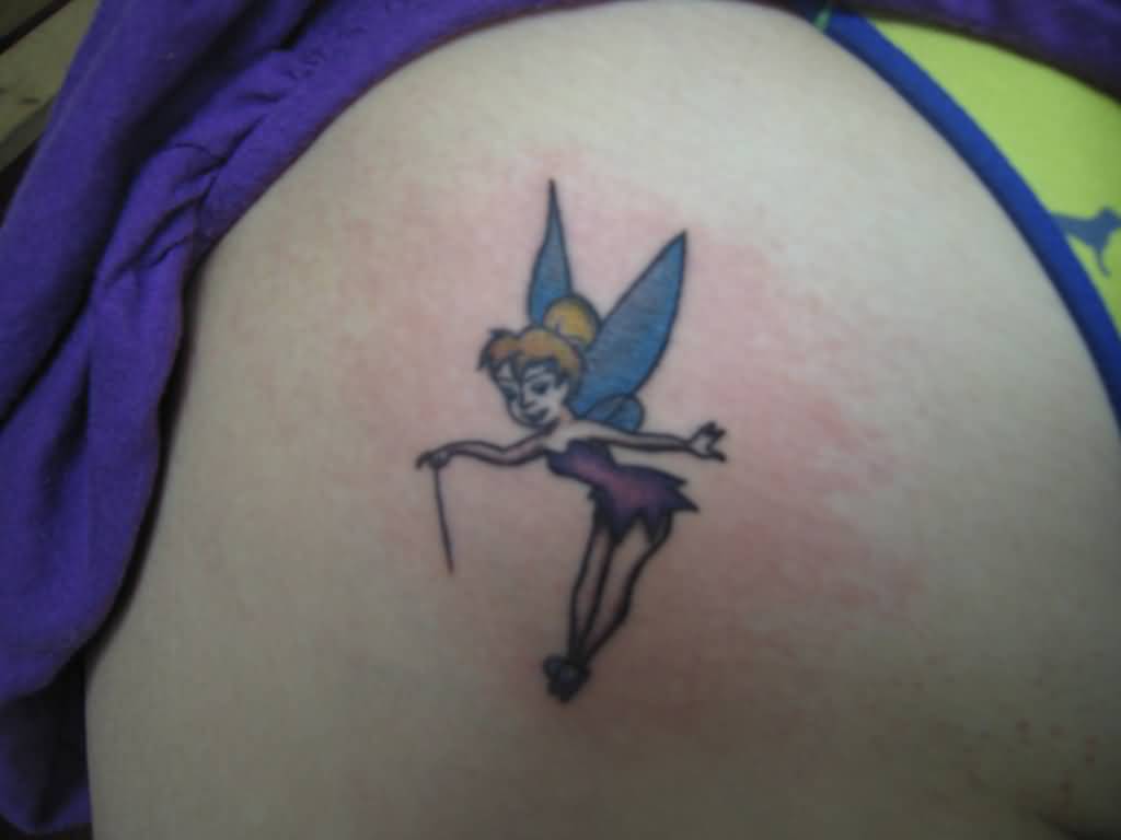 Colorful Fairy Tattoo On Girl Shoulder