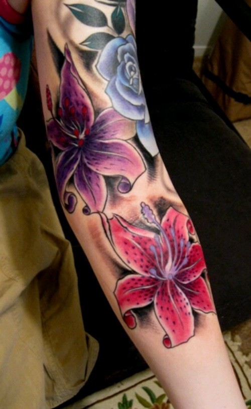 34+ Lily Flowers Tattoos On Arm