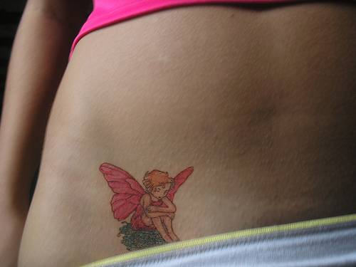 Colorful Small Fairy Tattoo On Girl Hip