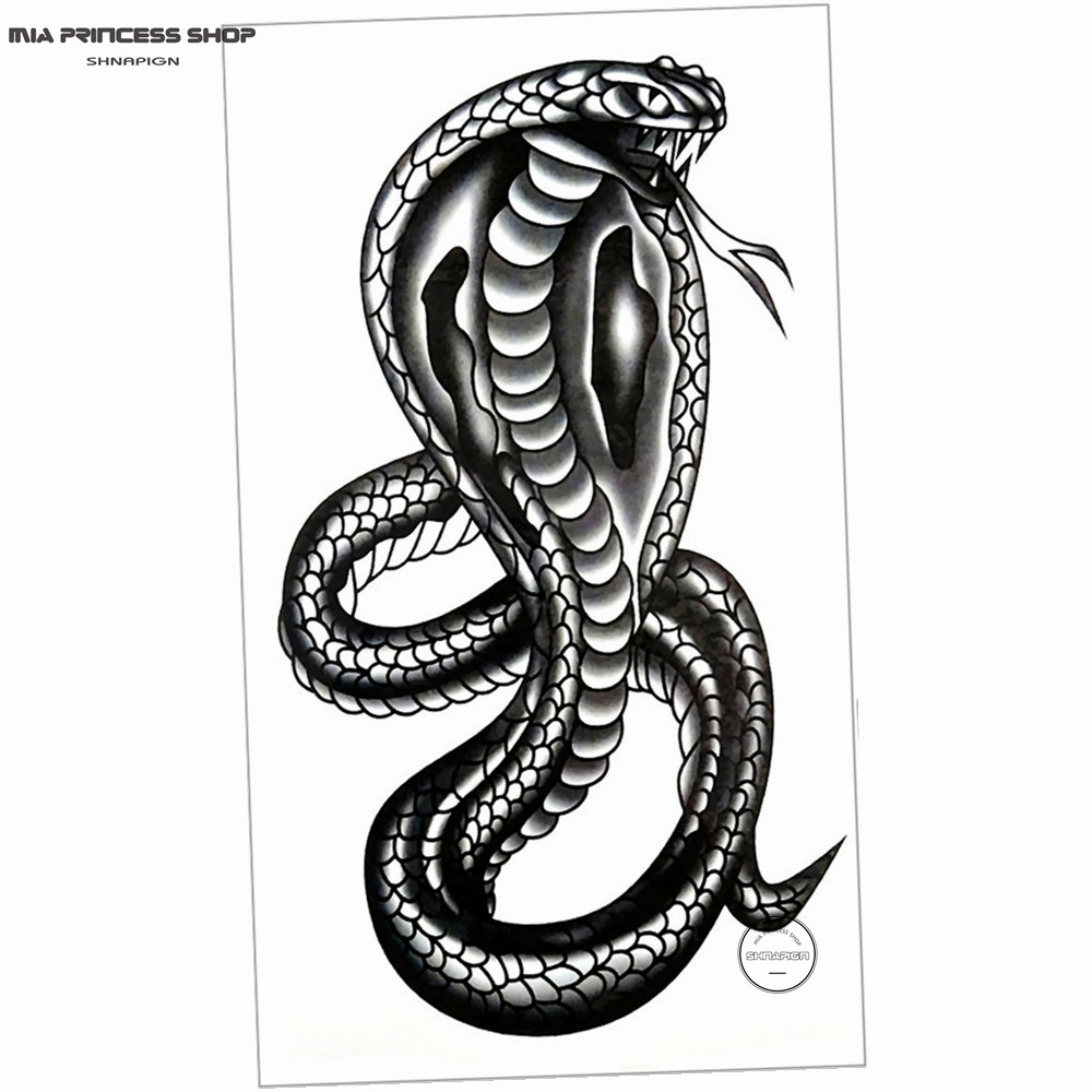 Cool Black Ink Cobra Snake Tattoo Design