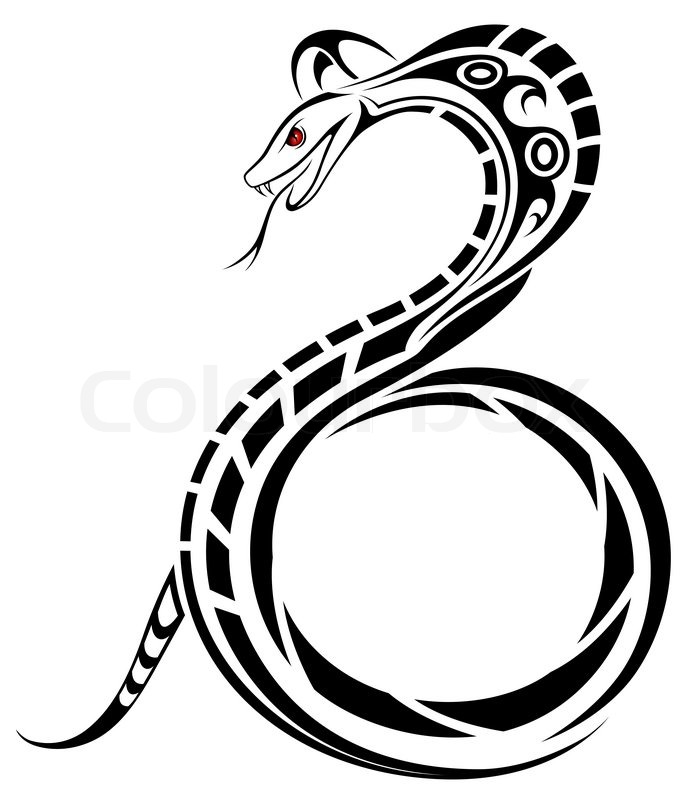 Cool Black Tribal Cobra Snake Tattoo Stencil