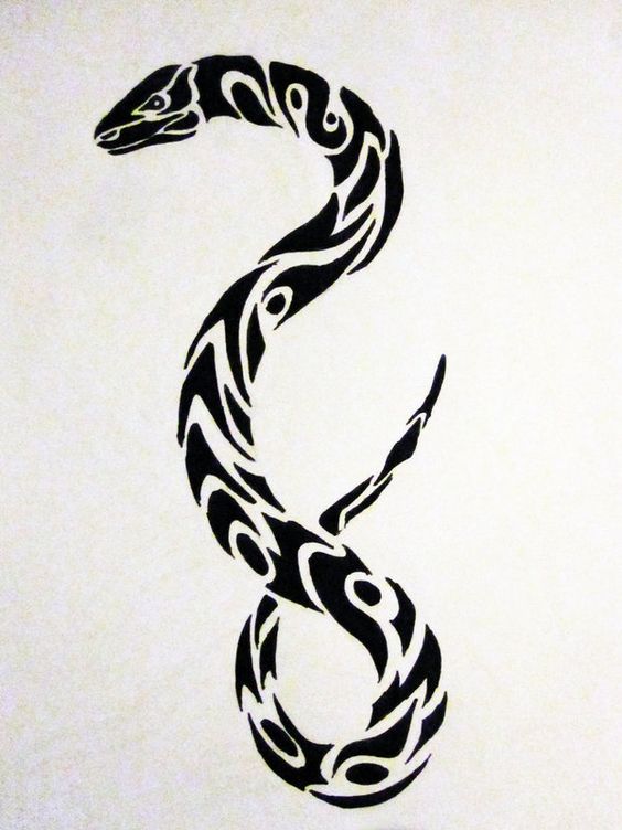 Cool Black Tribal Snake Tattoo Stencil By Narncolie