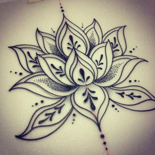 Cool Dotwork Lotus Flower Tattoo Design