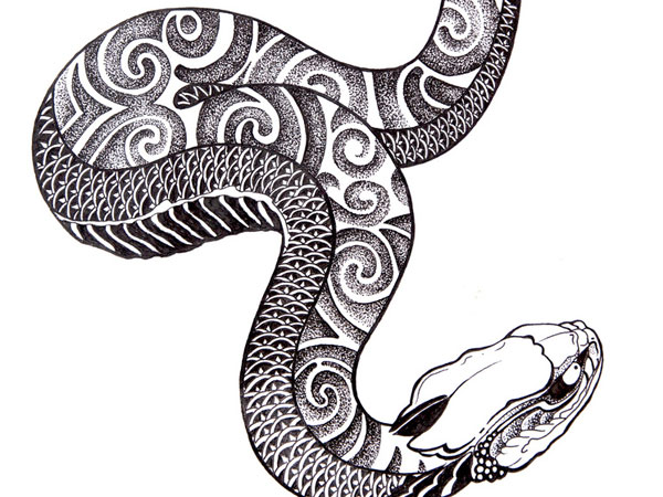 Cool Dotwork Snake Tattoo Design