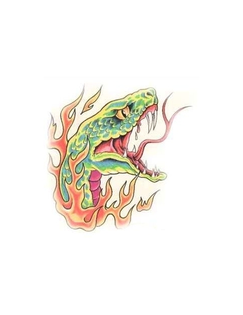 Cool Fire In Snake Head Tattoo Design
