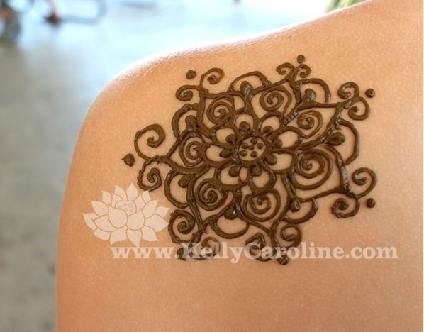Cool Henna Lotus Flower Tattoo On Left Back Shoulder