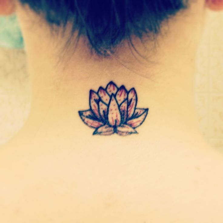 Cool Lotus Flower Tattoo On Man Back Neck