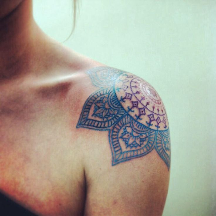 Cool Mandala Lotus Tattoo On Left Shoulder