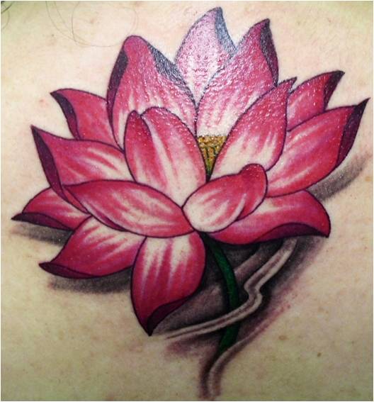Cool Pink Ink Japanese Lotus Tattoo Design