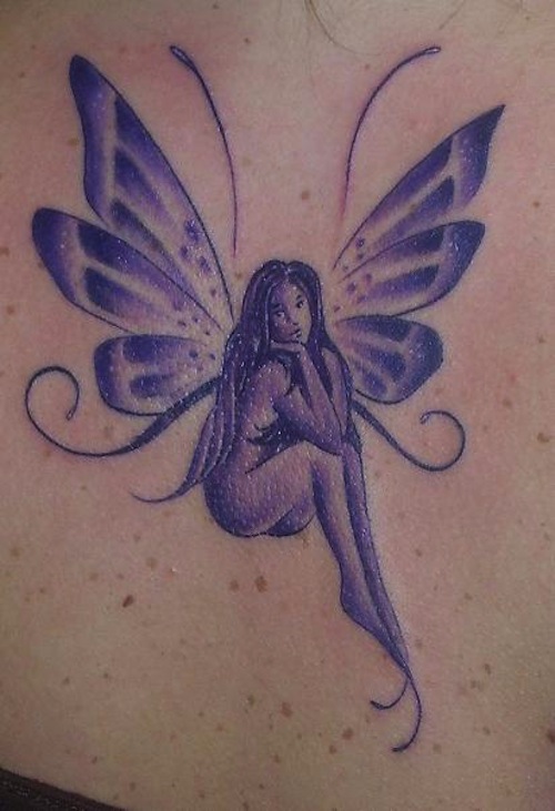 Cool Purple Ink Small Fairy Tattoo Design