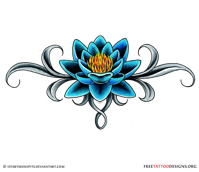 Cool Traditional Lotus Flower Tattoo Design