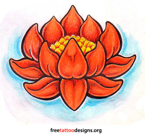 Cool Traditional Lotus Tattoo Design