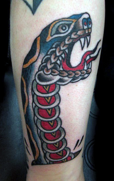 Cool Traditional Snake Head Tattoo Design For Sleeve