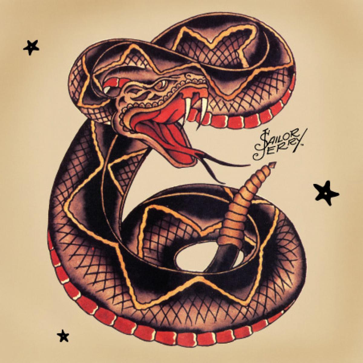 Cool Traditional Snake Tattoo Design