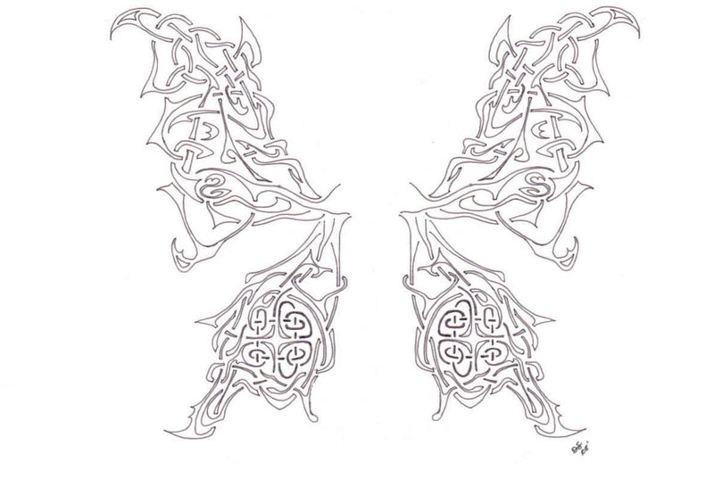 Cool Tribal Fairy Wings Tattoo Design