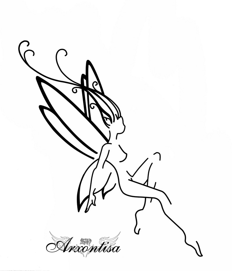 Cool Tribal Flying Fairy Tattoo Stencil