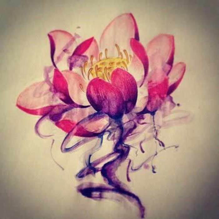 Cool Watercolor Lotus Tattoo Design