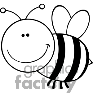 Cute Black And White Bumblebee Tattoo Stencil