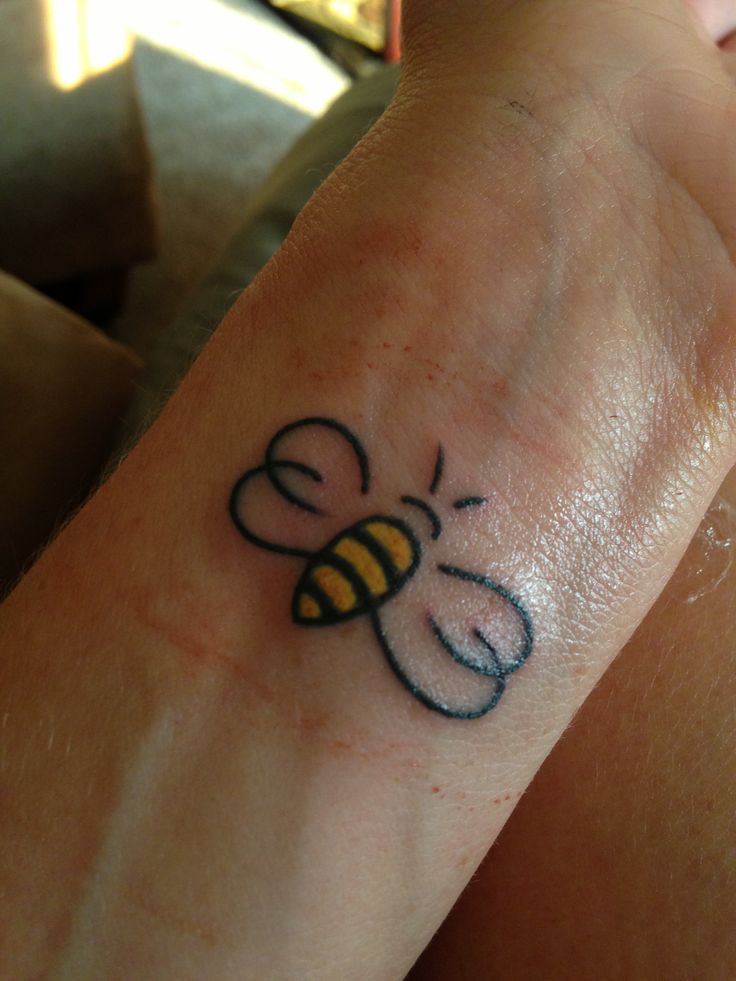 Cute Bumblebee Tattoo On Left Wrist