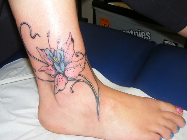Cute Lily Tattoo On Ankle