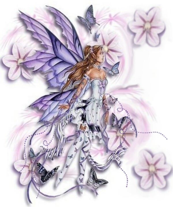 Cute Realistic Fairy With Flying Butterflies Tattoo Design